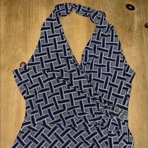 WHBM White House Black Market Navy White Halter size L